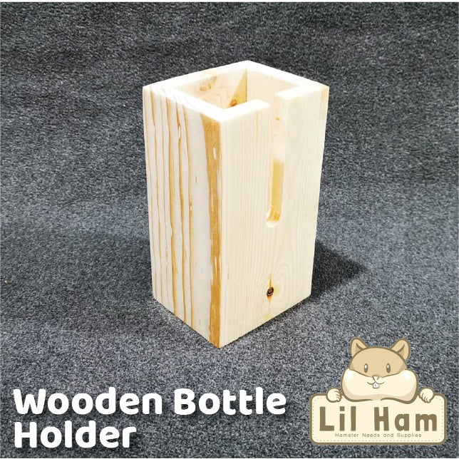 LittleHam Wooden Drinking Water Bottle Holder for Small Pet by Little Ham Hamster Supplies