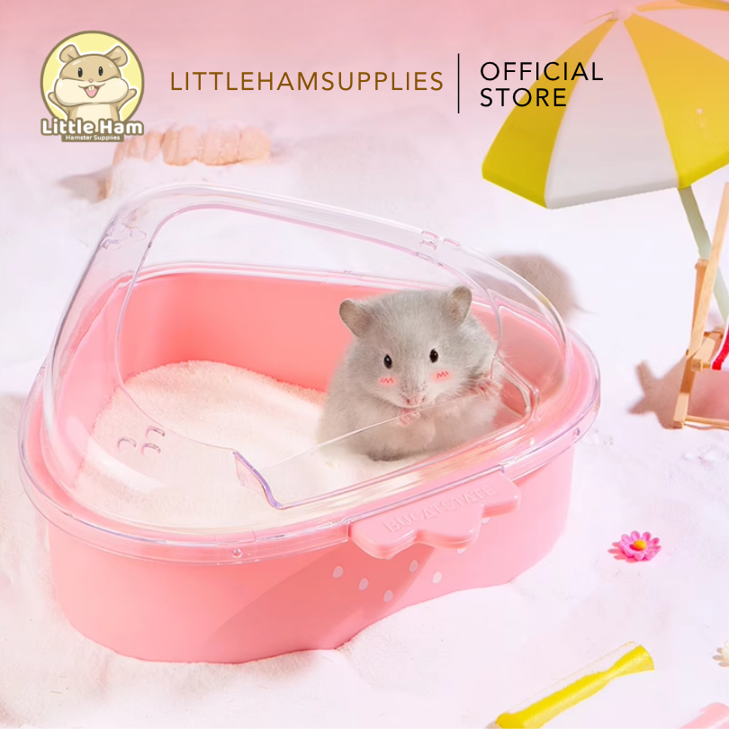 Bucatstate Strawberry Corner Sand Box for Hamsters – Anti-Spill Design
