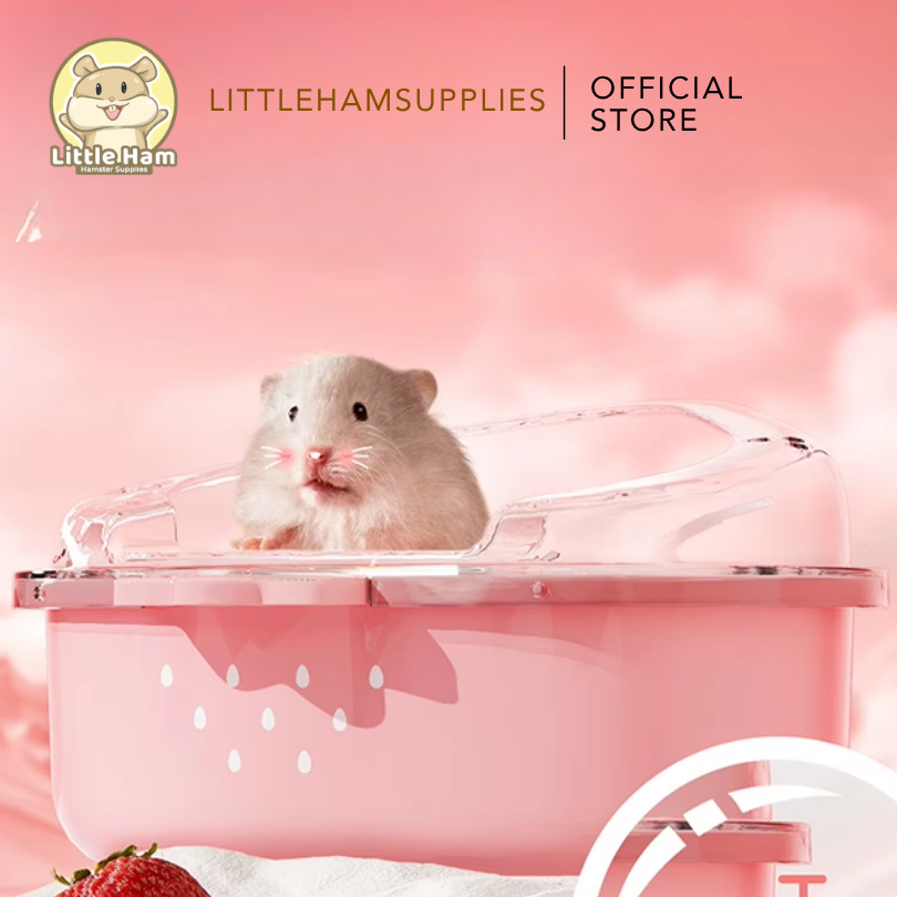 Bucatstate Strawberry Corner Sand Box for Hamsters – Anti-Spill Design