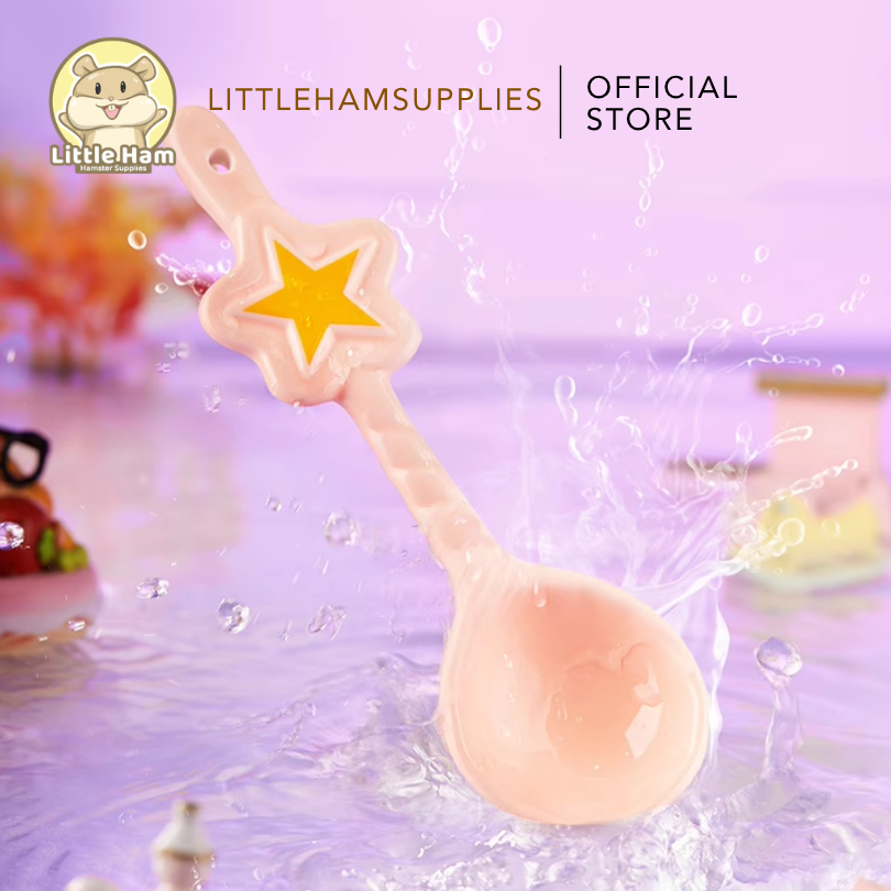 Bucatstate Pink Star Ceramic Food Scooper for Hamsters & Small Pets