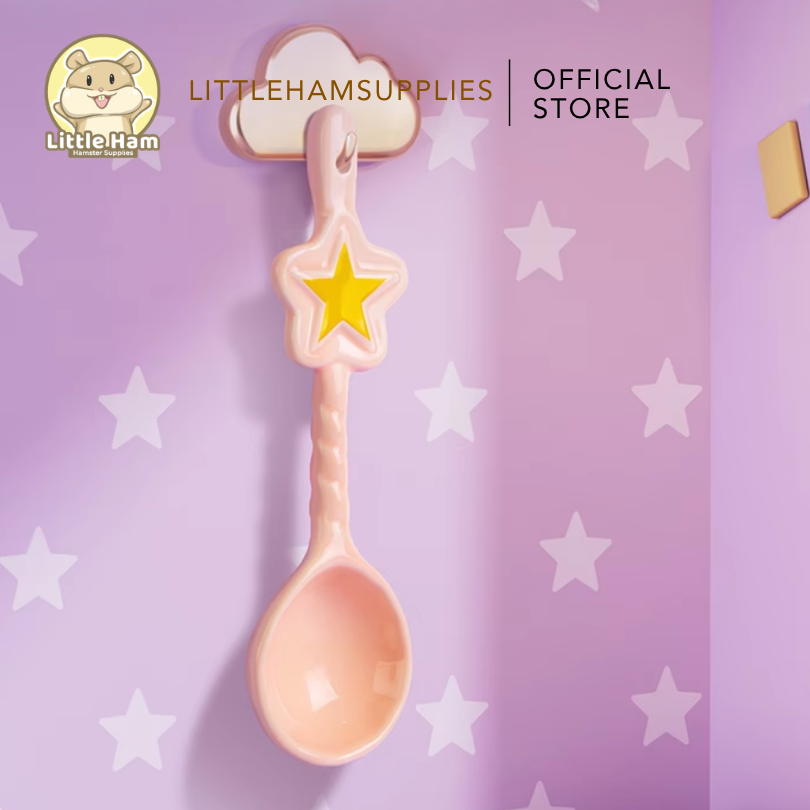 Bucatstate Pink Star Ceramic Food Scooper for Hamsters & Small Pets