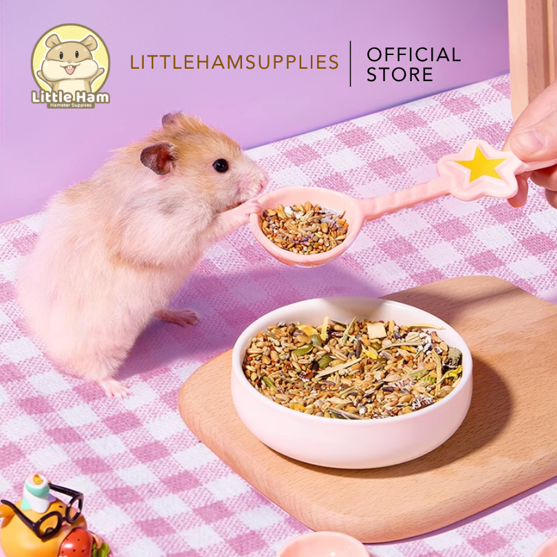 Bucatstate Pink Star Ceramic Food Scooper for Hamsters & Small Pets