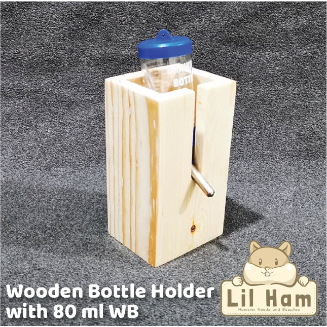LittleHam Wooden Drinking Water Bottle Holder for Small Pet by Little Ham Hamster Supplies