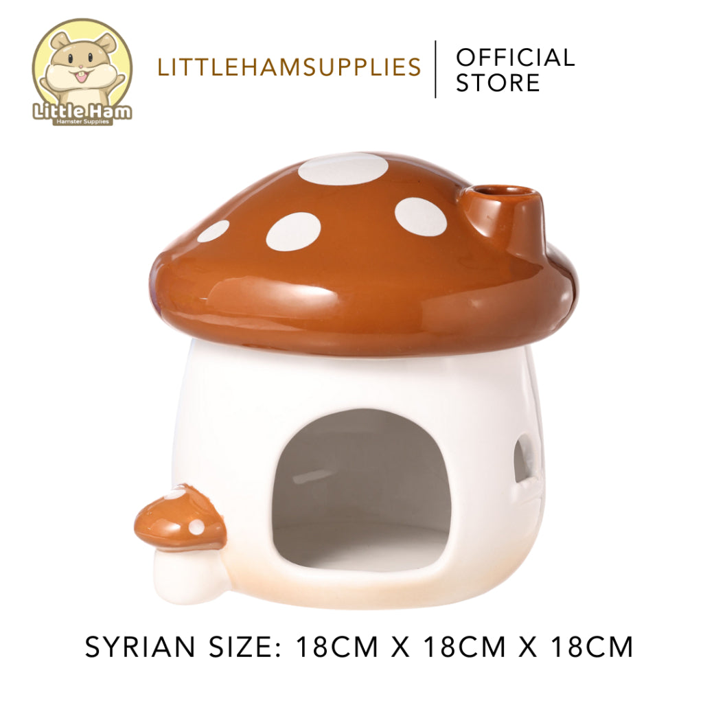 Bucatstate Ceramic Mushroom Hideout Brown / Green Removable Top