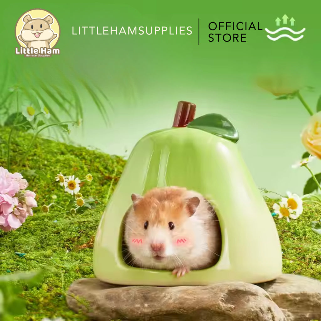 Bucatstate Ceramic Green Pear Hideout for Small Pets