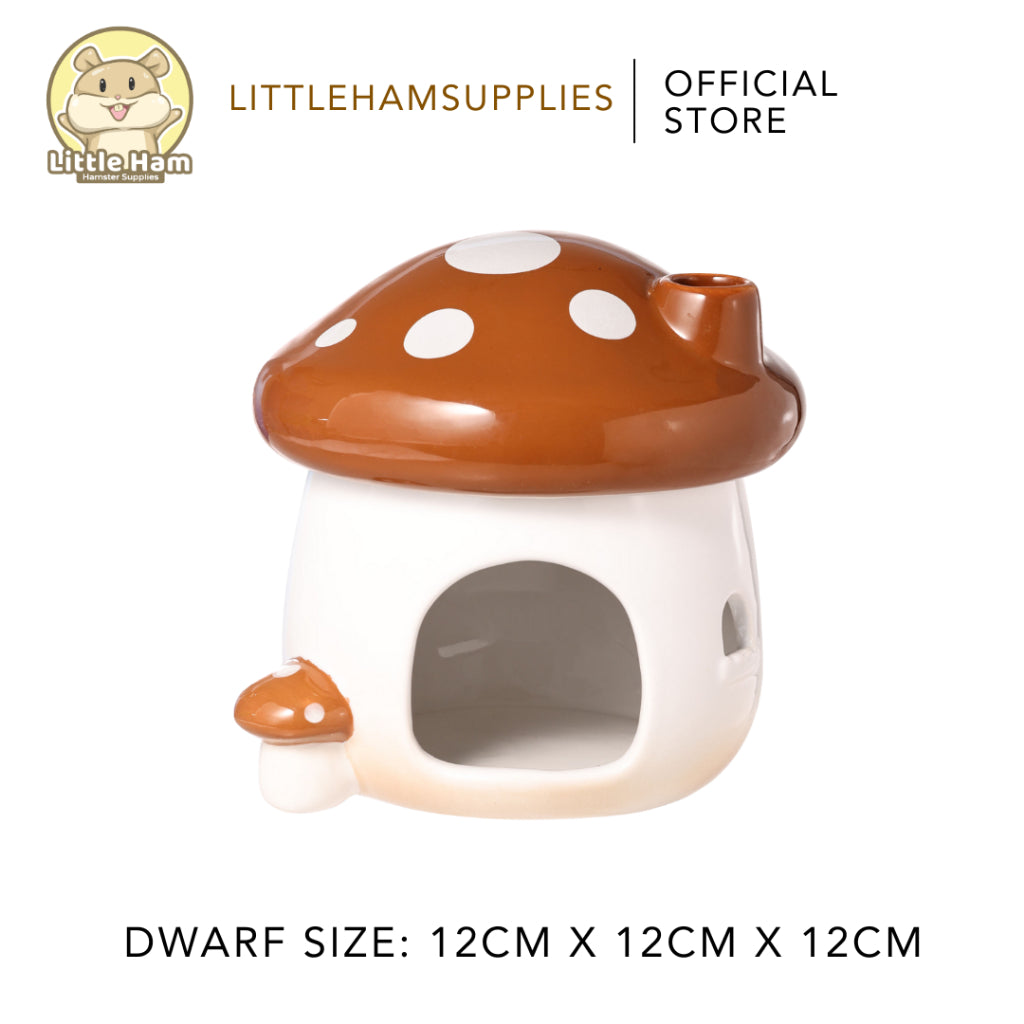 Bucatstate Ceramic Mushroom Hideout Brown / Green Removable Top