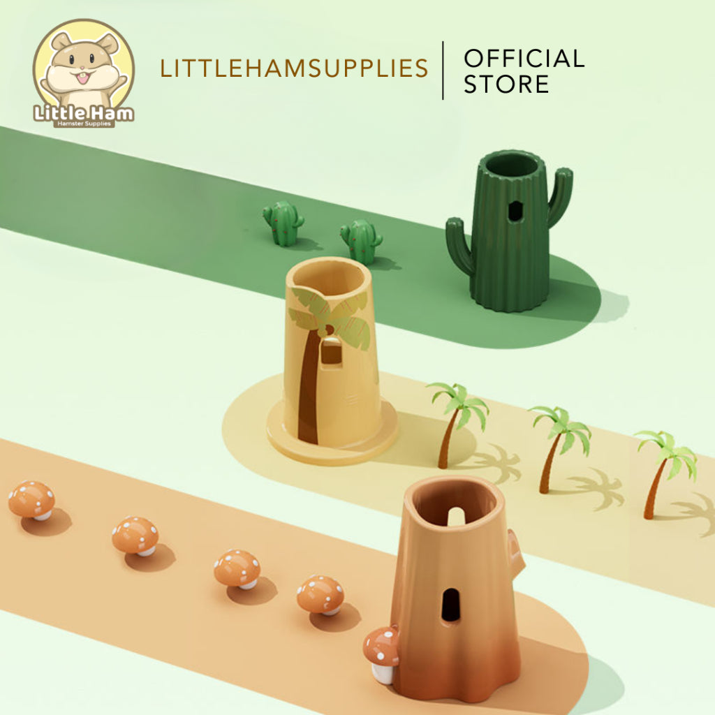Bucatstate Coconut Tree Ceramic Drinking Water Bottle Stand for Small Animal Pets & Hamster Rodents
