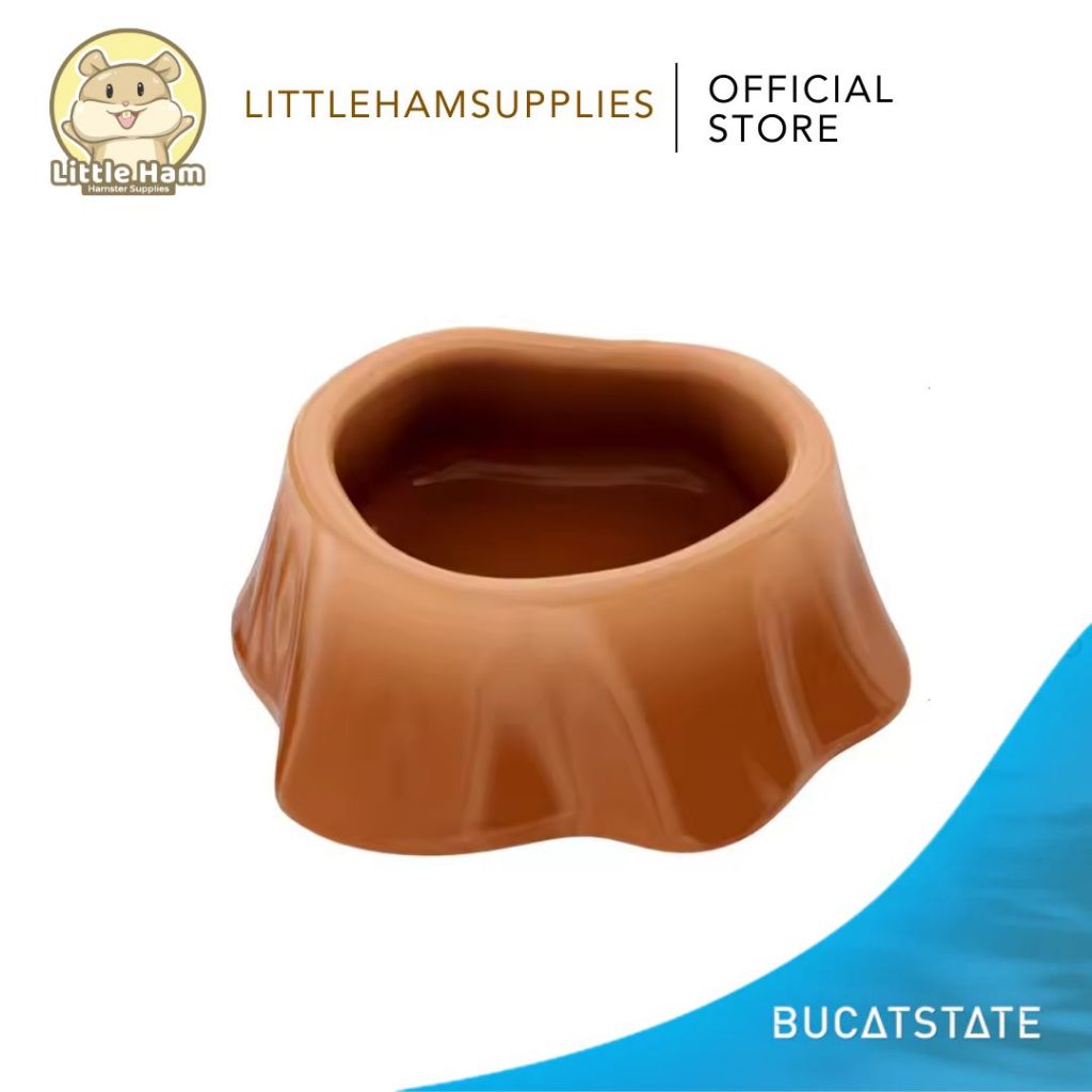 Bucatstate Brown Log Ceramic Food Dish Feeding Bowl Hamster Dwarf Syrian & Small Rodent Pets