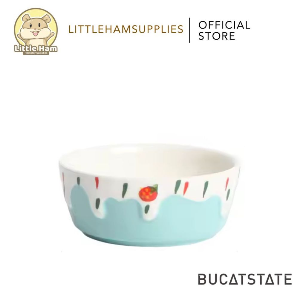 Bucatstate Ceramic Food Dish Feeding Bowl Hamster Dwarf Syrian Gerbils Mice & Small Pet Pink Blue