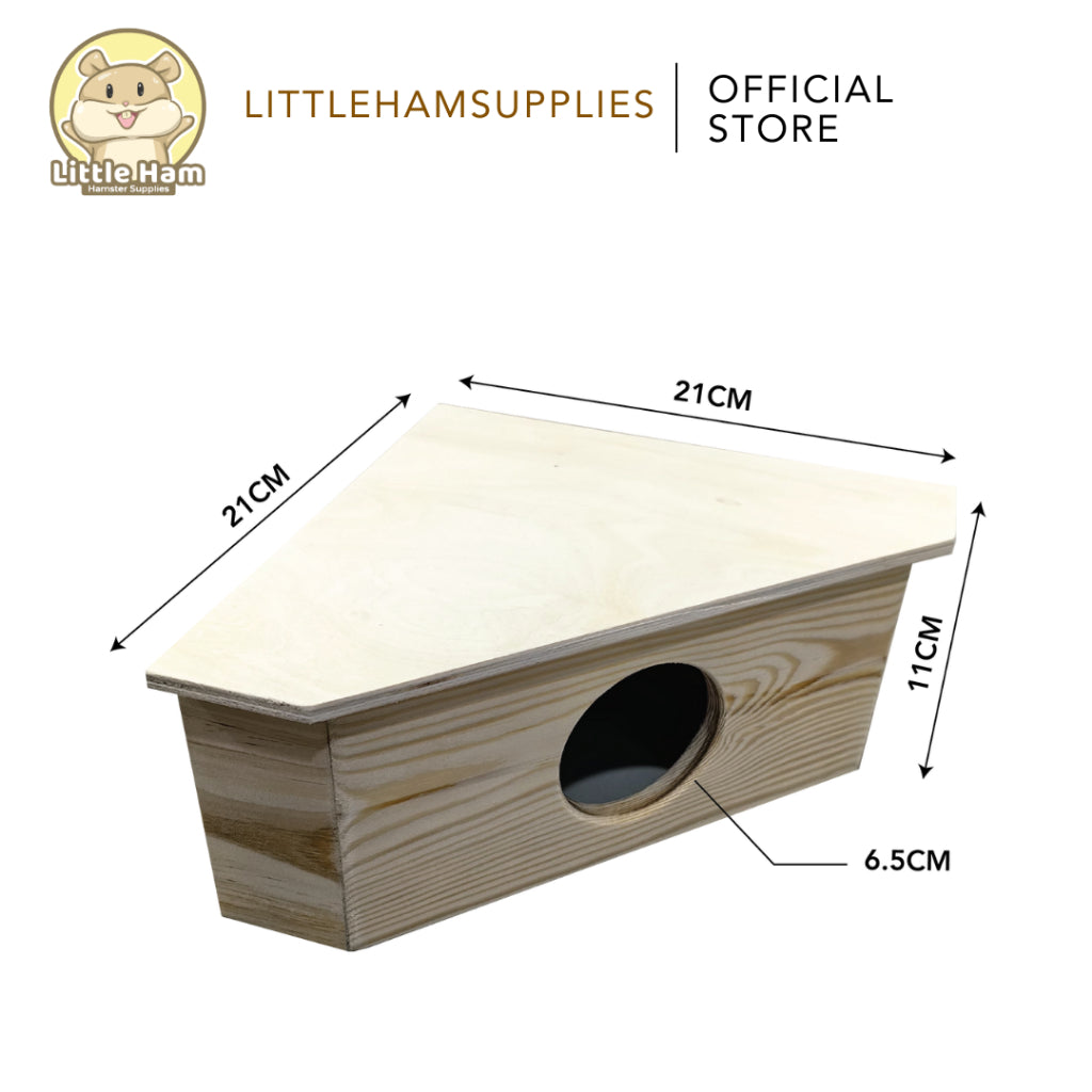 Wooden Corner Triangle Hideout for Small Pets
