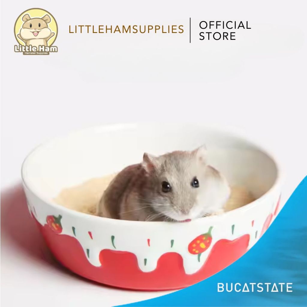Bucatstate Ceramic Food Dish Feeding Bowl Hamster Dwarf Syrian Gerbils Mice & Small Pet Pink Blue