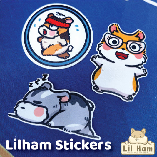 Littleham Hamster Stickers Lil Acorn, Lil Biscuit and Lil Pocco 3pcs by Little Ham Hamster Supplies