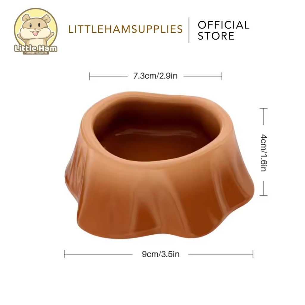 Bucatstate Brown Log Ceramic Food Dish Feeding Bowl Hamster Dwarf Syrian & Small Rodent Pets