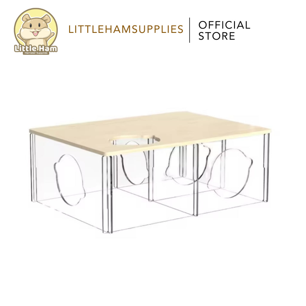 BUCATSTATE Custom 3 Chamber Wood and Arylic Hamster Nest House for Small Animals