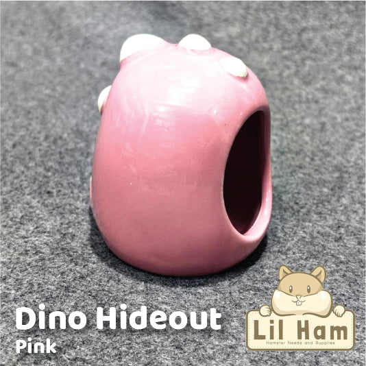 Small Ceramic Hamster Hideout for Dwarf Hamsters Dino design Pink / Blue