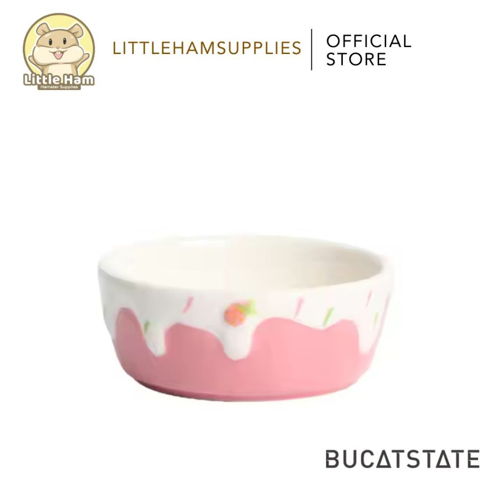 Bucatstate Ceramic Food Dish Feeding Bowl Hamster Dwarf Syrian Gerbils Mice & Small Pet Pink Blue