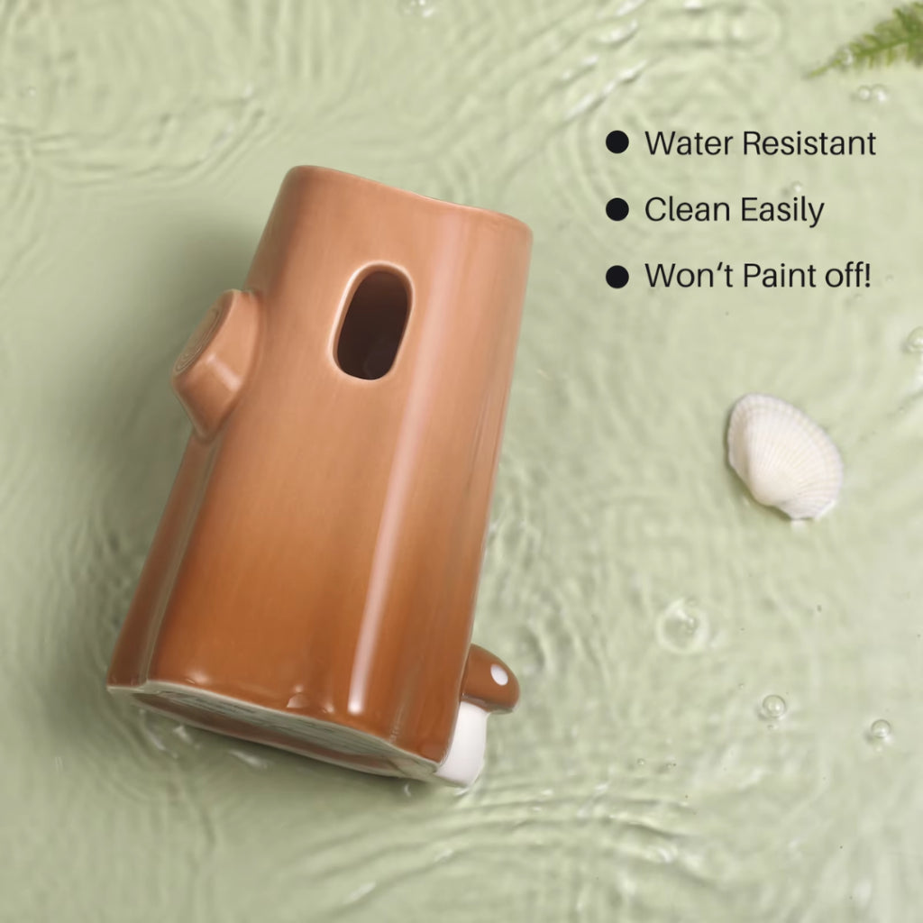 BUCATSTATE Pet Supplies Tree Bark Design Ceramic Leakproof Hamster Drinking Stand for Small Animals