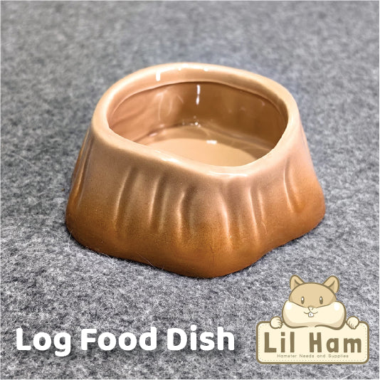 Bucatstate Brown Log Ceramic Food Dish Feeding Bowl Hamster Dwarf Syrian & Small Rodent Pets