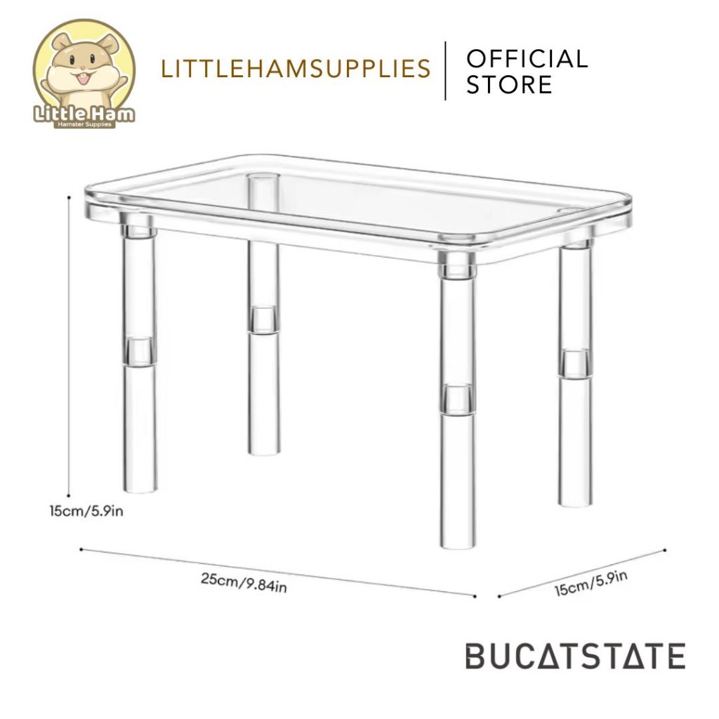 Bucatstate Acrylic Clear Platform  Collapsable Legs 25cm x 15cm x 15cm