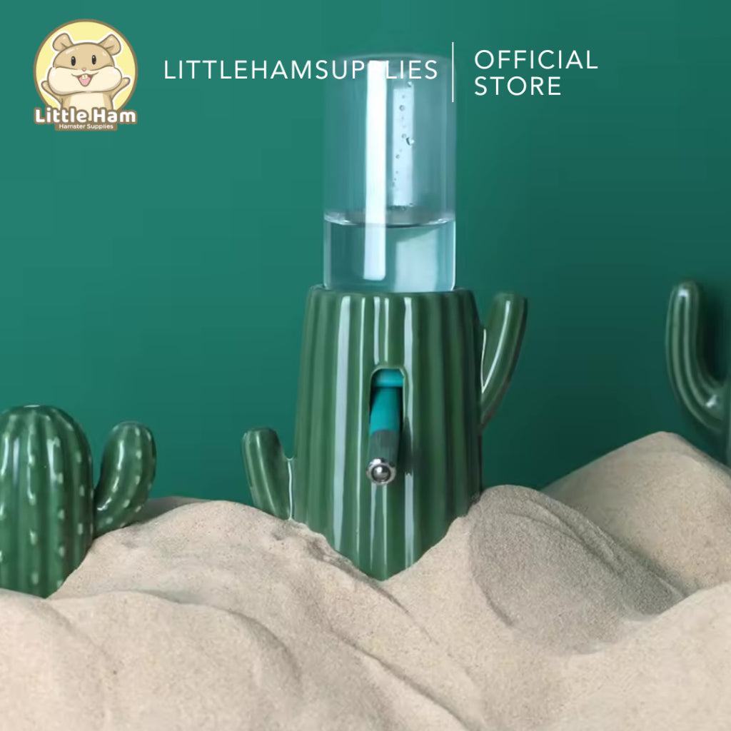 BUCATSTATE Cactus Ceramic Water Bottle Drinking Stand for Small Animals Pet and Hamster