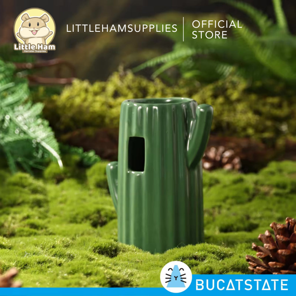 BUCATSTATE Cactus Ceramic Water Bottle Drinking Stand for Small Animals Pet and Hamster