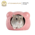 BUCATSTATE Big Mouth Bear Shape Ceramic Hamster Hideout for Small Animal Pink