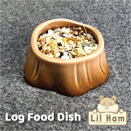 Bucatstate Brown Log Ceramic Food Dish Feeding Bowl Hamster Dwarf Syrian & Small Rodent Pets