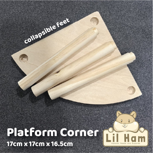 Corner Triangle size Little Ham Hamster Platform with Collapsible legs 17cm x 17cm x 16.5cm