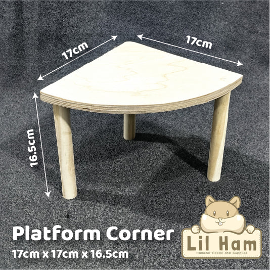 Corner Triangle size Little Ham Hamster Platform with Collapsible legs 17cm x 17cm x 16.5cm