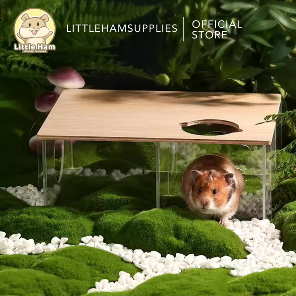 BUCATSTATE Custom 3 Chamber Wood and Arylic Hamster Nest House for Small Animals