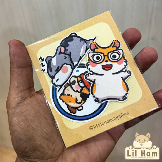Littleham Hamster Stickers Lil Acorn, Lil Biscuit and Lil Pocco 3pcs by Little Ham Hamster Supplies