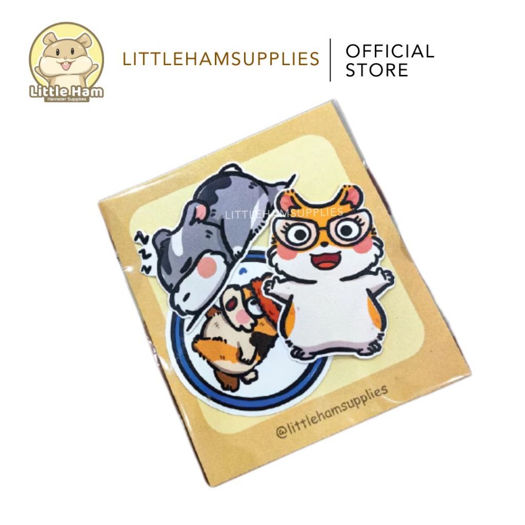 Littleham Hamster Stickers Lil Acorn, Lil Biscuit and Lil Pocco 3pcs by Little Ham Hamster Supplies