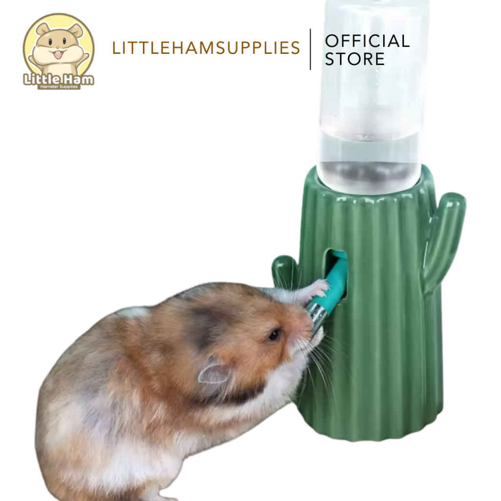 BUCATSTATE Cactus Ceramic Water Bottle Drinking Stand for Small Animals Pet and Hamster