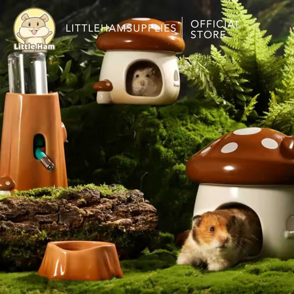 BUCATSTATE Pet Supplies Tree Bark Design Ceramic Leakproof Hamster Drinking Stand for Small Animals