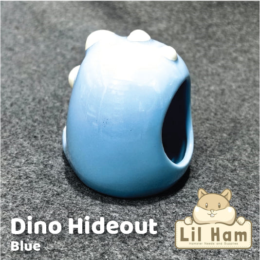 Small Ceramic Hamster Hideout for Dwarf Hamsters Dino design Pink / Blue