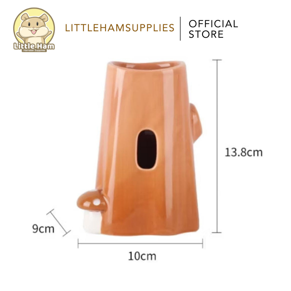 BUCATSTATE Pet Supplies Tree Bark Design Ceramic Leakproof Hamster Drinking Stand for Small Animals
