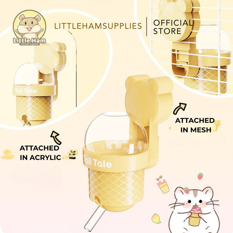 TAFIT- Tail Tale - Ice Cream Cone Water bottle w/ Magnet Hook for Small Animal Pet and Hamster