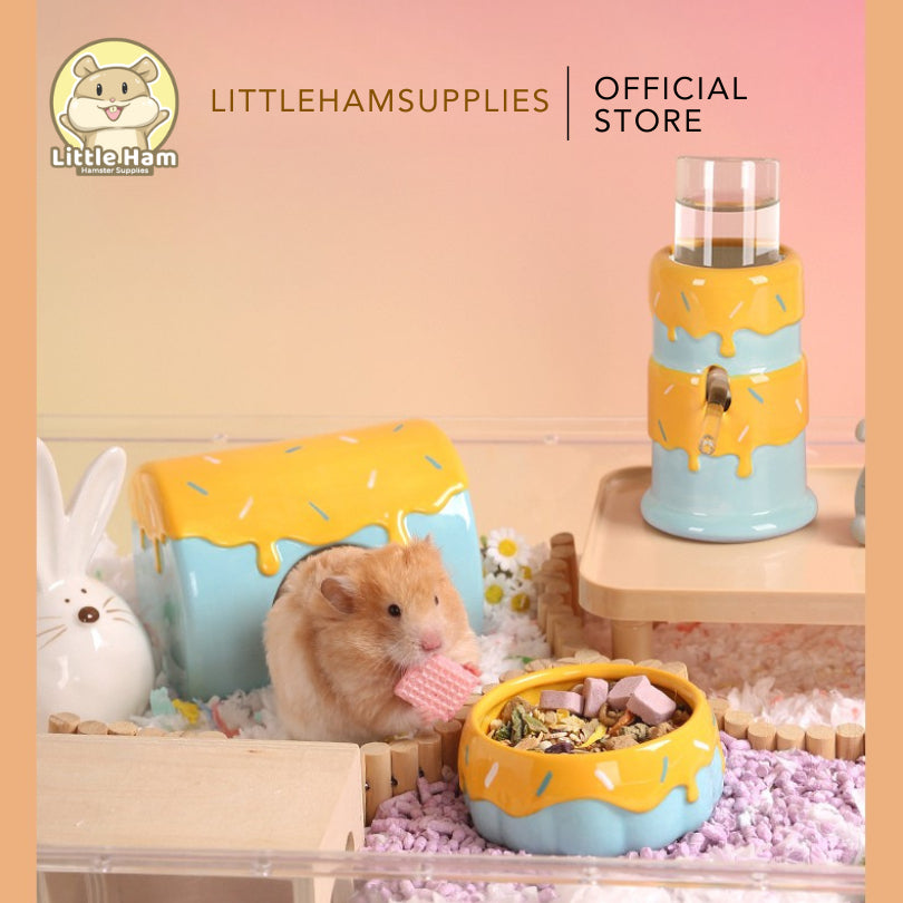 Tafit Ceramic Cake Water Bottle Holder with bottle for small Pets Vacuum  Type