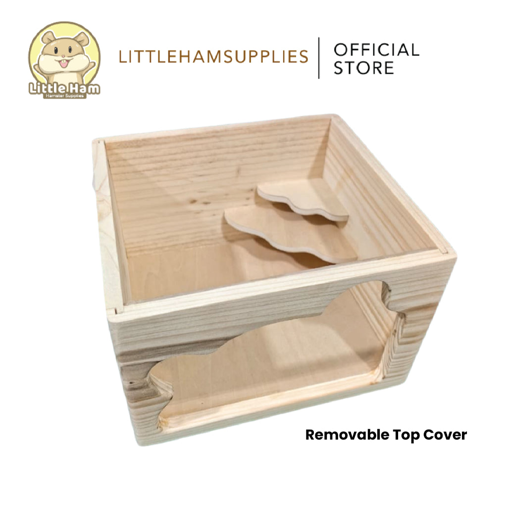 LittleHam Wooden Sand Box for Small Pets Bear Design