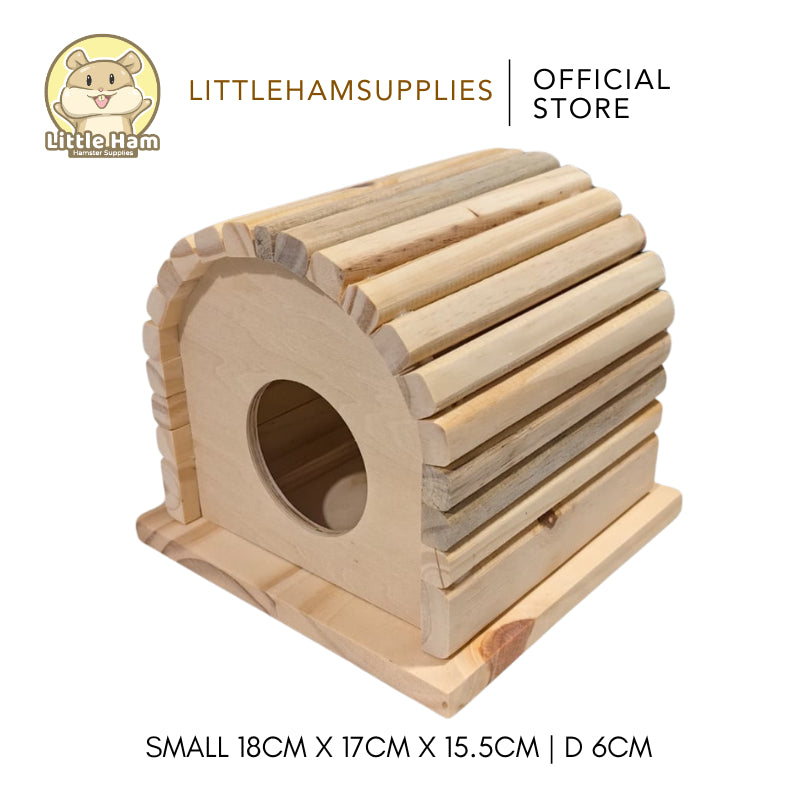 LittleHam Wooden Log House Hideout Small Animal Pets by Little Ham Hamster Supplies