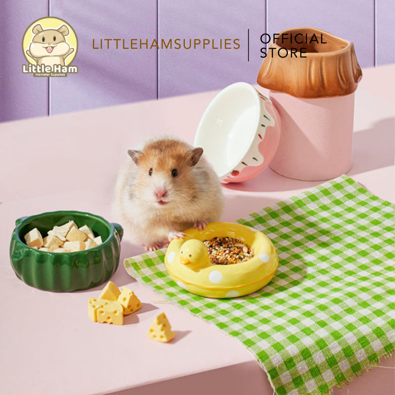 Bucatstate Cute Yellow Beach Duck Ceramic Food Dish Feeding Bowl Hamster Dwarf Syrian & Small Pets