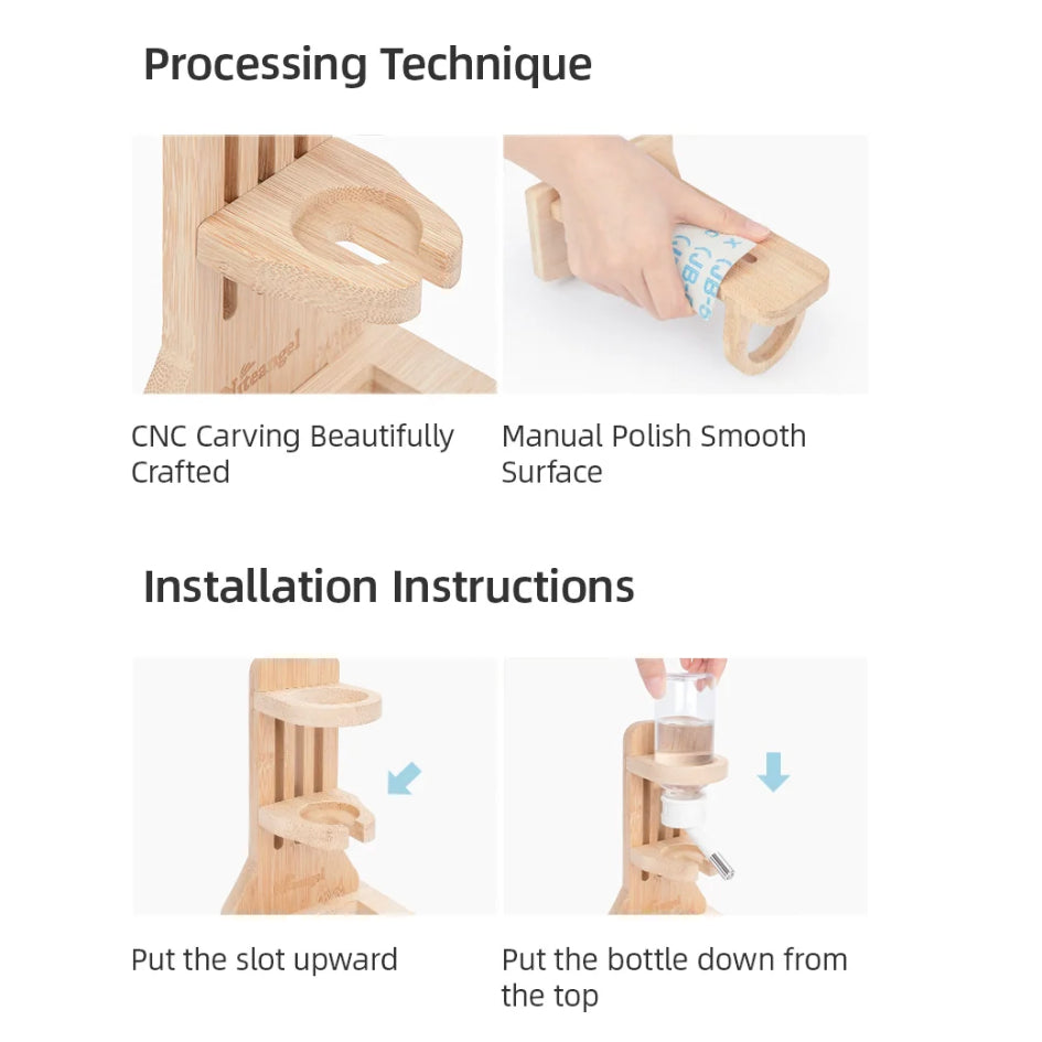 Niteangel Water Bottle Stand with Glass bottle for Small Animal Pet & Hamster, Rodents