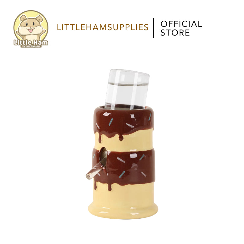 Tafit Ceramic Cake Water Bottle Holder with bottle for small Pets Vacuum  Type