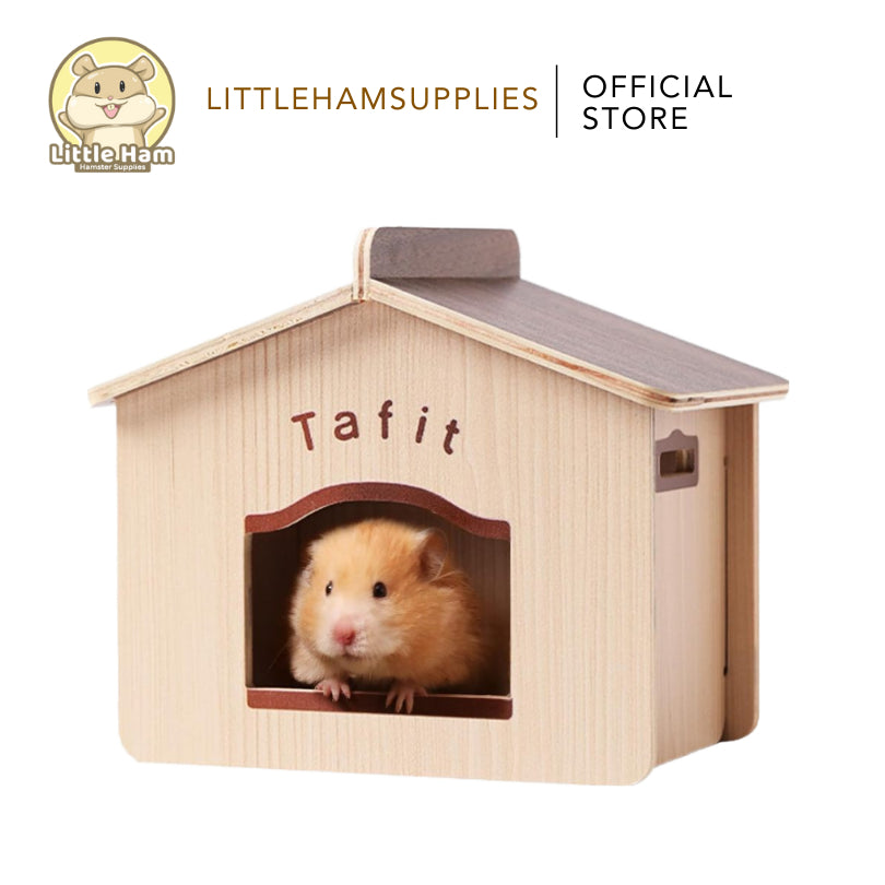 TAFIT Wooden House Hamster Hideout for Small Pets Small / Large Design