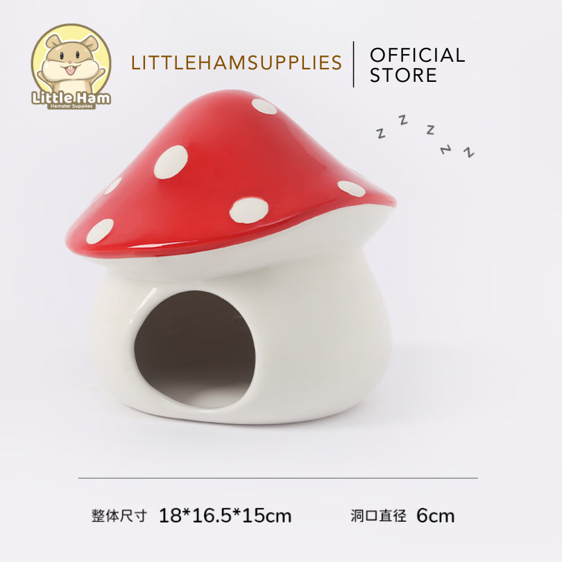 Tafit Red Mushroom Ceramic Hideout for small pets