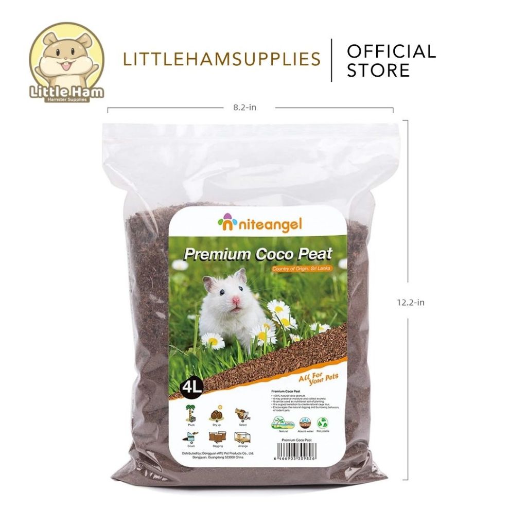 Niteangel 4L Premium Coco Peat Dry Digging Burrowing Substrate Bedding for Hamster & Small Pets