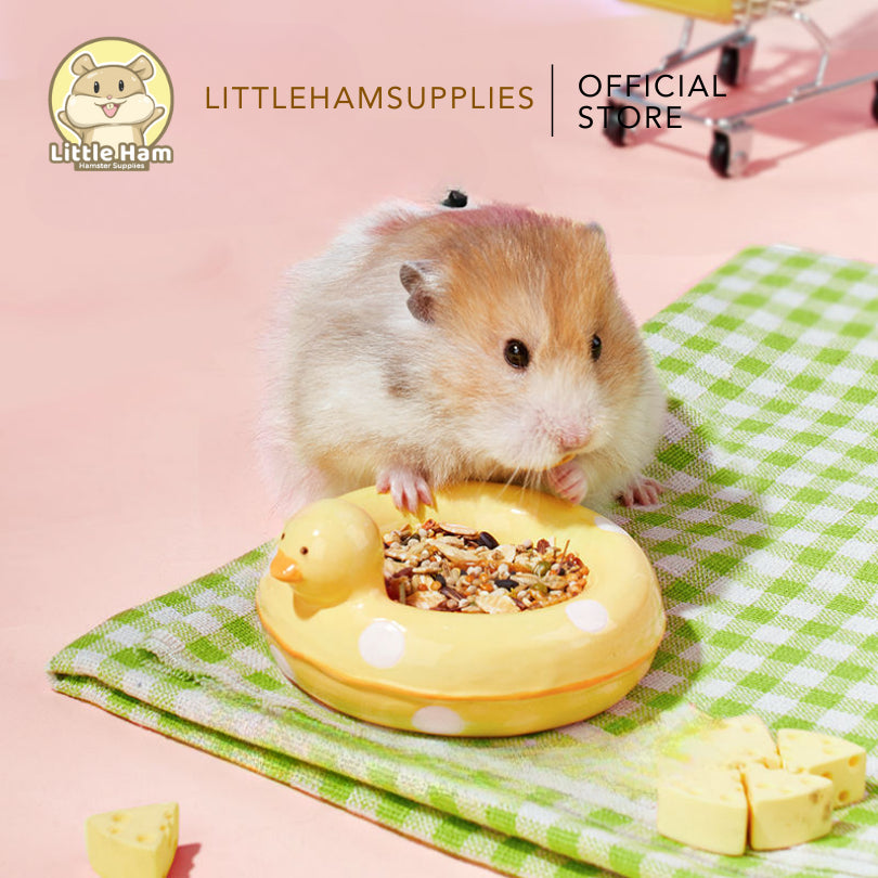 Bucatstate Cute Yellow Beach Duck Ceramic Food Dish Feeding Bowl Hamster Dwarf Syrian & Small Pets