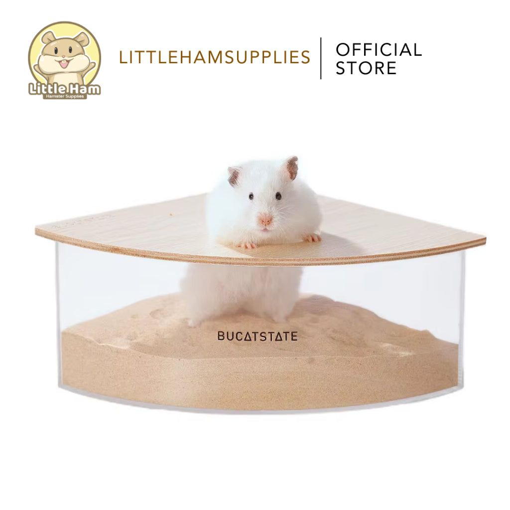 BUCATSTATE Corner Acrylic Sand Bath Boox Fan Shaped for small pets.