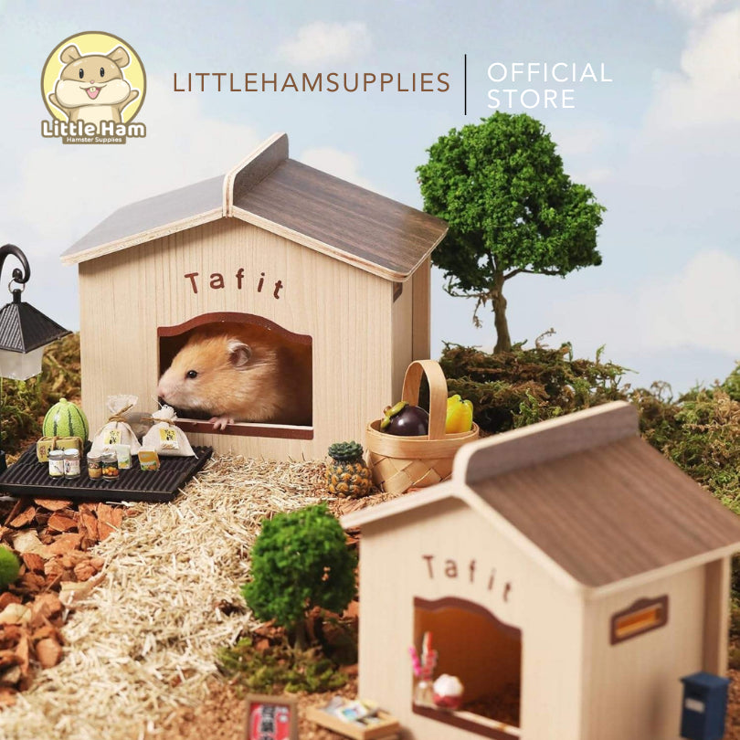 TAFIT Wooden House Hamster Hideout for Small Pets Small / Large Design