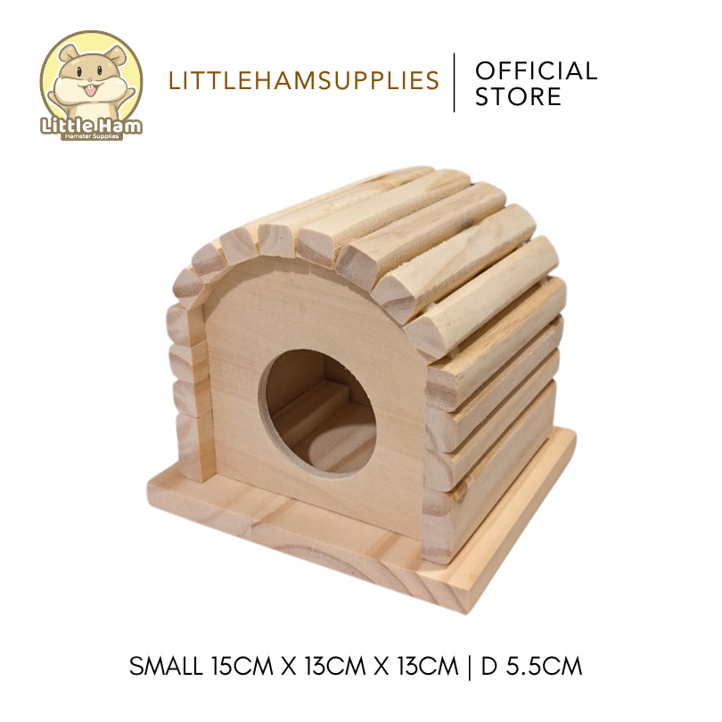 LittleHam Wooden Log House Hideout Small Animal Pets by Little Ham Hamster Supplies